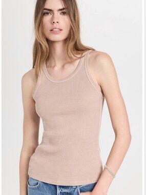 Amo Long Rib Taupe Tank Top, medium, like new.